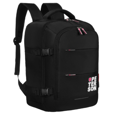 Peterson 3-funkčný cestovný batoh, WizzAir, veľkosť 40x30x20cm, čierno-červená farba / rozšíriteľný / USB