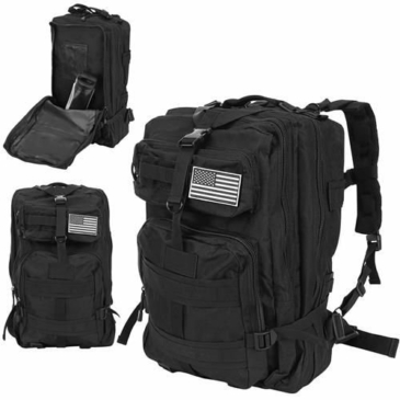 Veľký vojenský batoh v čiernej farbe 38L