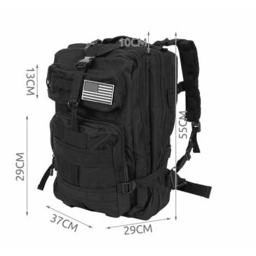 Veľký vojenský batoh v čiernej farbe 38L