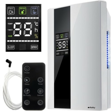 Elektrický odvlhčovač a čistička vzduchu s objemom 1,5 litra - 65 W - biely
