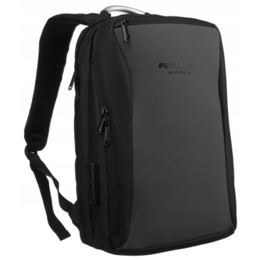 Priestranný batoh na notebook so zipsom, portom USB a USB typu C - Peterson
