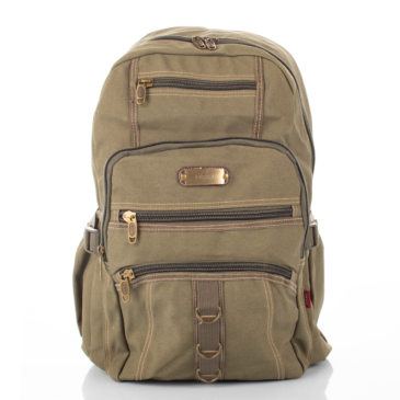 Outdoorový veľký ultra silný plátenný batoh v khaki farbe