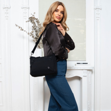 Dámska mestská taška cez rameno v čiernej farbe