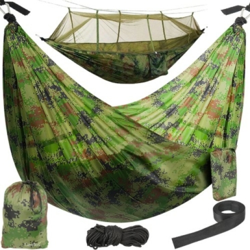 Turistická hojdacia sieť s moskytiérou Santiago Army 260x140cm Sieť