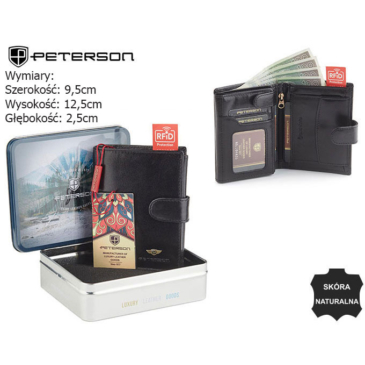 PETERSON PTN 317Z 2-1-1 BLACK Kožená peňaženka RFID