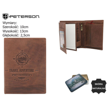 PETERSON PTN N4-BE-TRAV L.Hnedá kožená peňaženka RFID