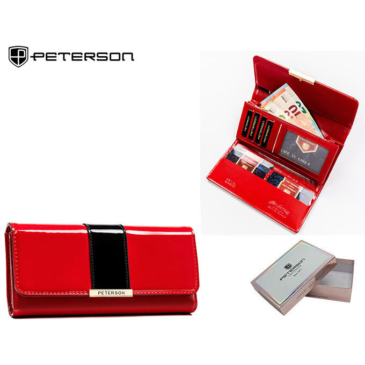 PETERSON PTN 006-LAK červená+čierna peňaženka z ekokože RFID