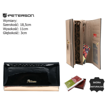 Dámska kožená peňaženka PTN 1N-409 Black+R.Gold