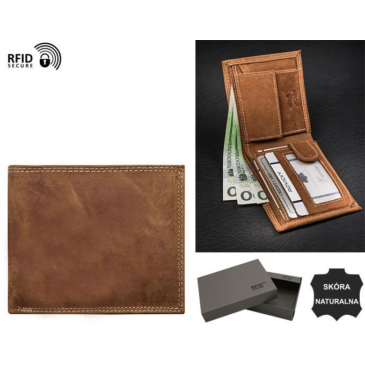 Pánska kožená peňaženka No Logo N0035-CHM-NL Cognac