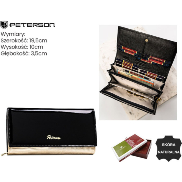 Dámska kožená peňaženka PTN LJ-42100 Black-gold PTN LJ-42100 Black-gold