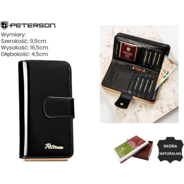 Dámska kožená peňaženka PTN LJ-76116 Black-gold PTN LJ-76116 Black-gold