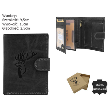 Peňaženka z prírodnej nubukovej kože N4L-CHM-DEER Black