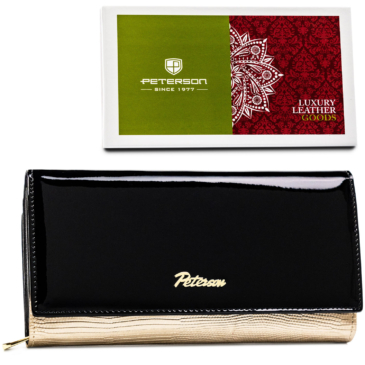 Dámska kožená peňaženka PTN LJ-42100 Black-gold PTN LJ-42100 Black-gold