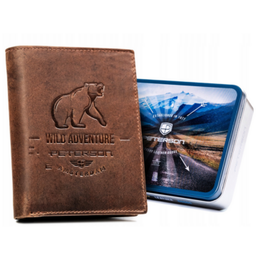 PETERSON PTN N4-BE-BEAR Hnedá kožená peňaženka RFID