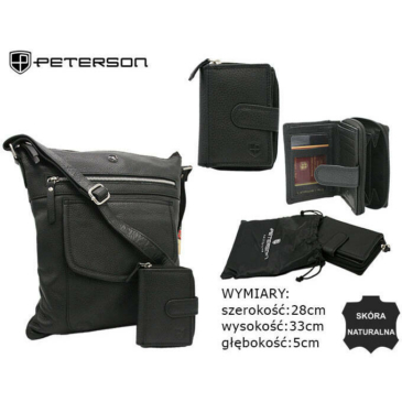 Kožená taška + peňaženka PTN D72-DS Black
