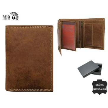 Pánska kožená peňaženka N4-CHM-NL BOX-9103 Cognac