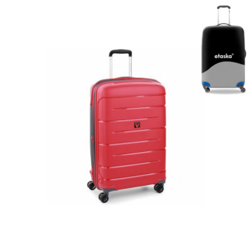 Roncato FLIGHT DLX Spinner Suitcase R-3462 Red s obálkou na kufor so suvenírmi