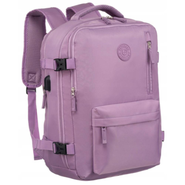 Peterson Multifunkčný priestranný cestovný batoh WizzAir s rozmermi 40x30x20cm, s USB konektorom Fialová