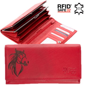 Kožená červená dámska peňaženka s ochranou RFID v darčekovej krabičke