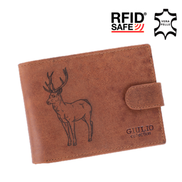 Poľovnícka peňaženka v koženej darčekovej krabičke so systémom RFID so vzorom jeleňa