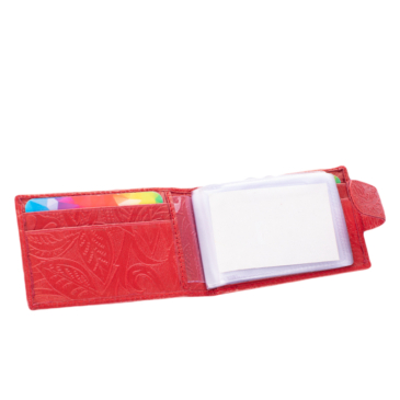 Kožené puzdro na karty s kvetinovým vzorom pre ženy v červenej farbe 128-red