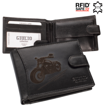 Pánska kožená peňaženka so systémom RFID Motorbike v ozdobnej krabičke ( 8 priehradiek na karty )