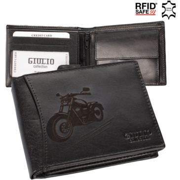 Pánska kožená peňaženka so systémom RFID Motorbike v ozdobnej krabičke ( 8 priehradiek na karty )