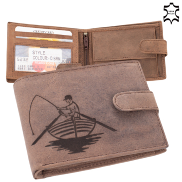 Rybárska peňaženka v koženej darčekovej krabičke s ochranou RFID 5702-fishing2