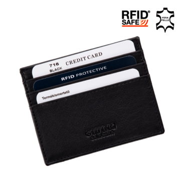 GIULIO Originálne kožené puzdro na karty s ochranou RFID čierne
