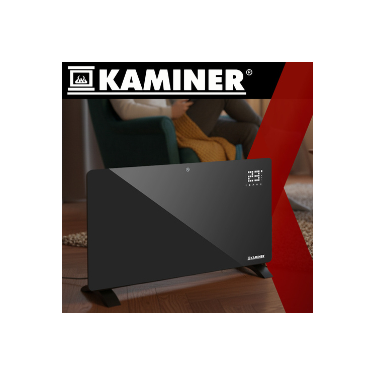 Sklenený elektrický ohrievač Zelva Kaminer 26572