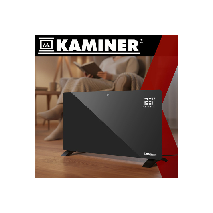 Sklenený elektrický ohrievač Zelva Kaminer 26572