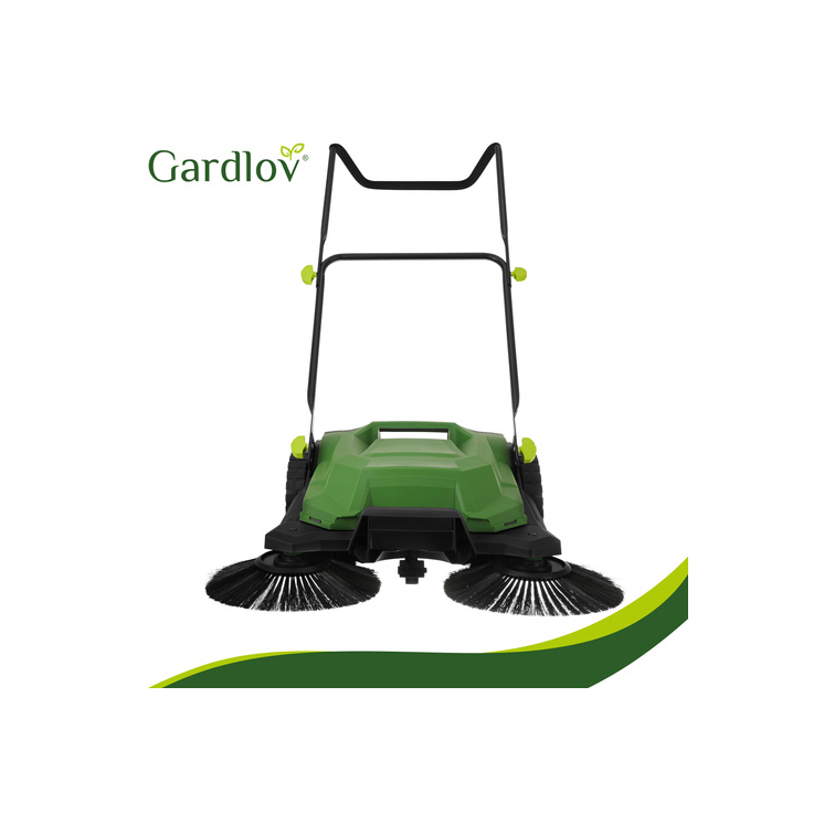 Ručná lístková metla na chodníky, terasy a dlažbu, s 3 kefami, 68 cm