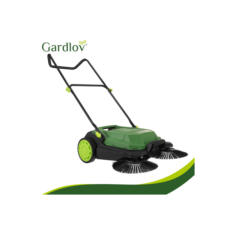 Ručná lístková metla na chodníky, terasy a dlažbu, s 3 kefami, 68 cm