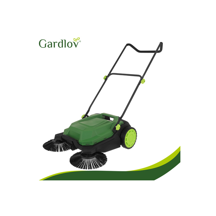 Ručná lístková metla na chodníky, terasy a dlažbu, s 3 kefami, 68 cm