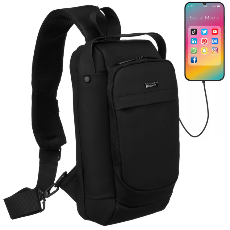 Vodotesná taška na telo/ramenná taška s USB konektorom