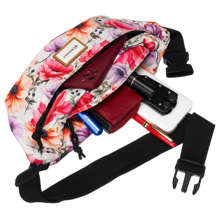 Priestranná dámska taška Fanny Pack s módnym vzorom