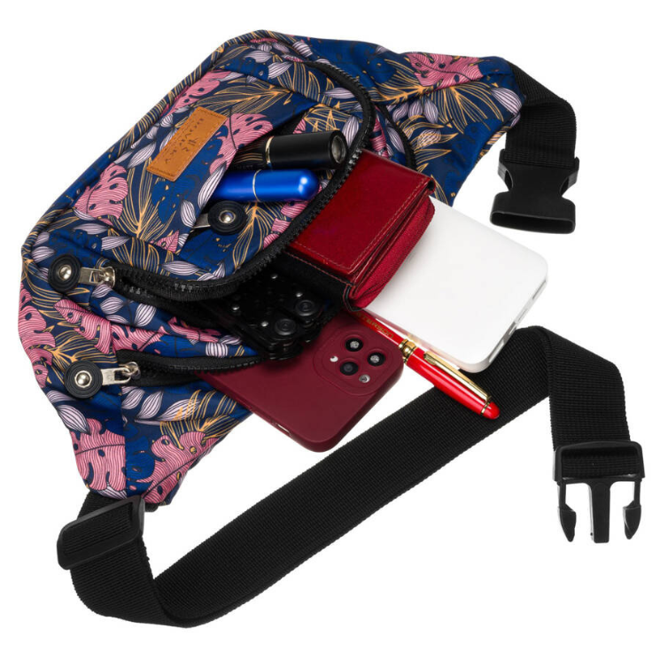 Priestranná dámska taška Fanny Pack s módnym vzorom