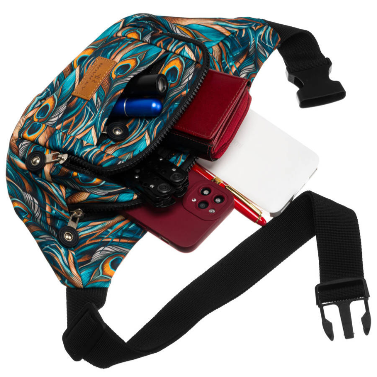 Priestranná dámska taška Fanny Pack s módnym vzorom