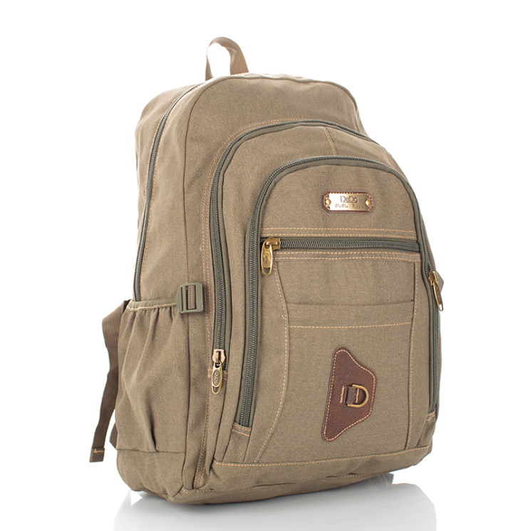Outdoorový plátenný batoh v khaki zelenej farbe