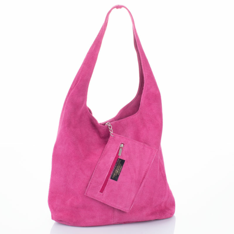 Dámska kabelka z pravej semišovej kože vo farbe Fuchsia