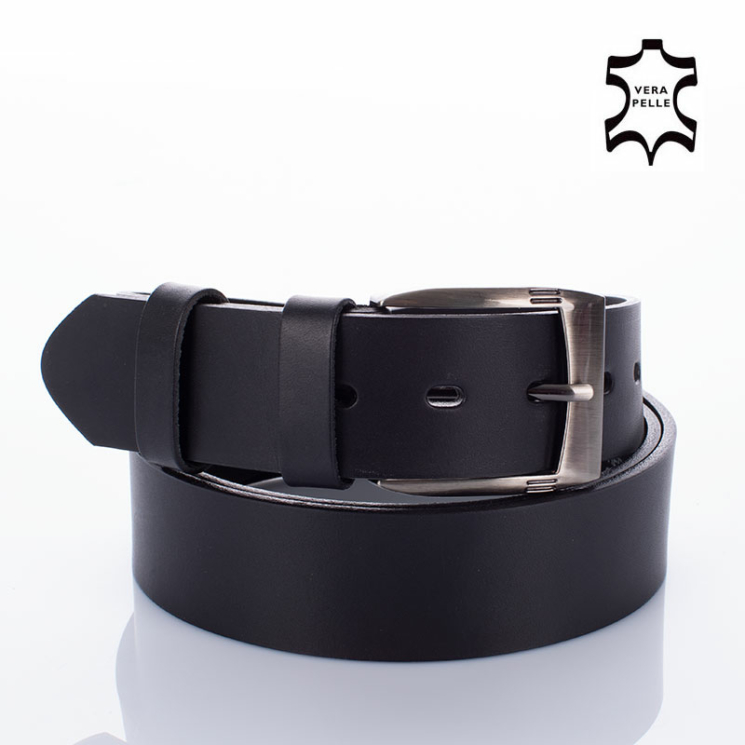 CezMar Pánsky opasok z pravej kože 120 cm v čiernej farbe