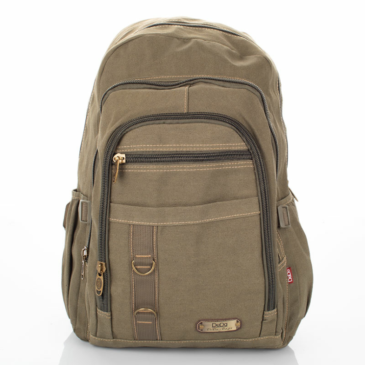 Outdoorový plátenný batoh v khaki zelenej farbe