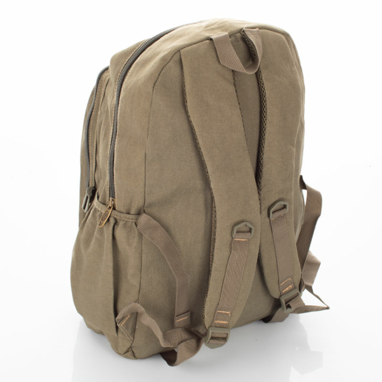 Outdoorový plátenný batoh v khaki zelenej farbe