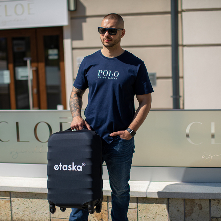 etaska Kožený obal na kufor veľkosti kabíny čierny