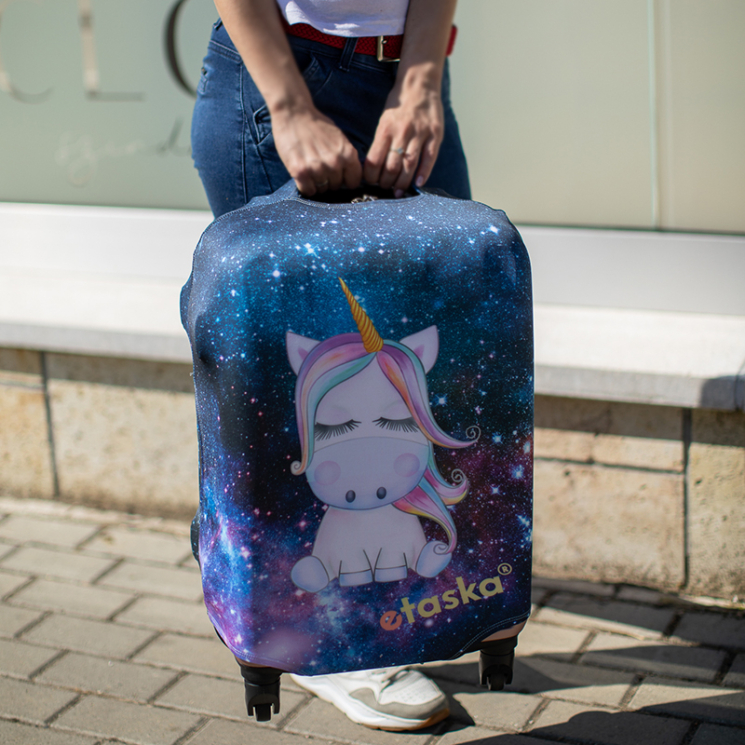 etaska Kožený obal na kufor veľkosti kabíny so vzorom jednorožca