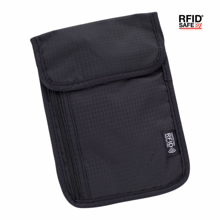 Cestovná kontrola Ramenný popruh s ochranou RFID v čiernej farbe