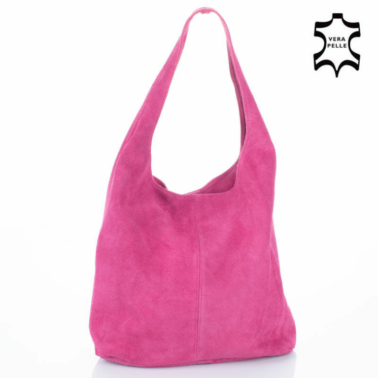 Dámska kabelka z pravej semišovej kože vo farbe Fuchsia