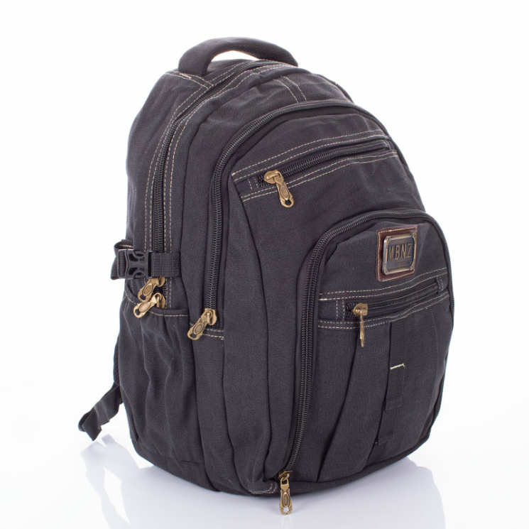 Outdoorový ultra silný plátenný batoh v čiernej farbe