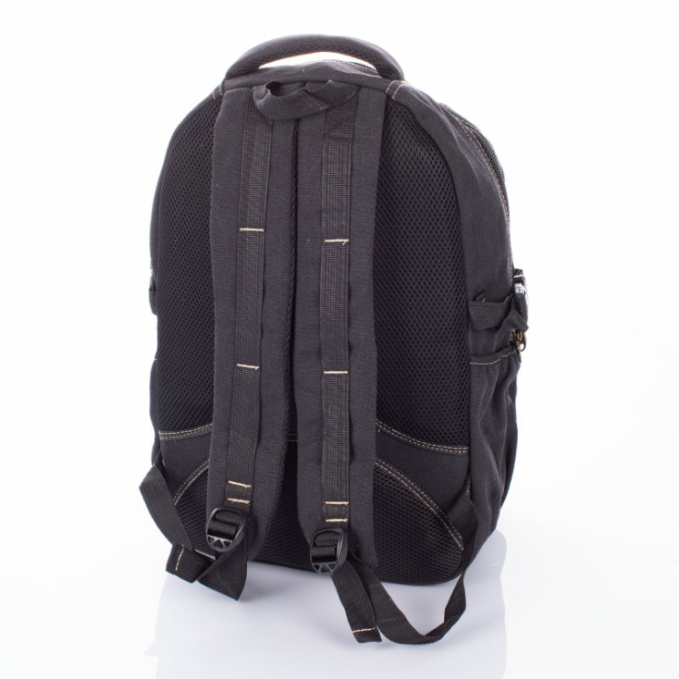 Outdoorový ultra silný plátenný batoh v čiernej farbe