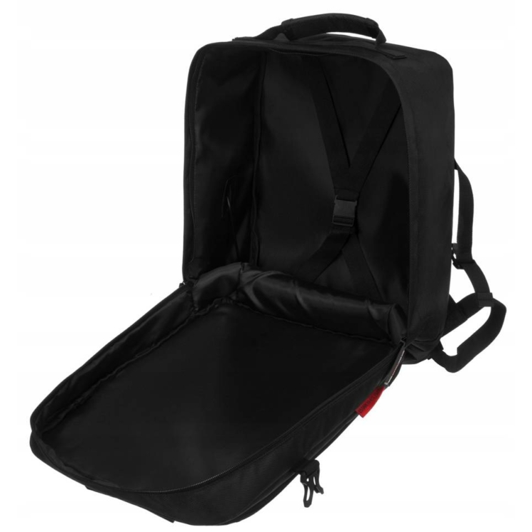 Peterson 3-funkčný cestovný batoh, WizzAir, veľkosť 40x30x20cm, čierno-červená farba / rozšíriteľný / USB